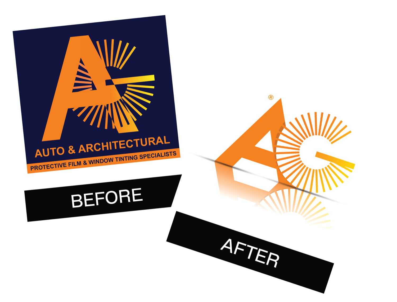 AG Auto & Architectural — logo before and after